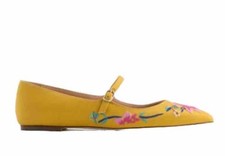 J. Crew Embroidered Satin Mary Jane Flat SZ 6.5 Medium