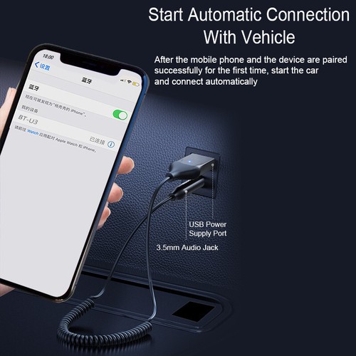 Bluetooth 5.0 AUX Audio Adapter Cable Car 3.5mm Jack Music Handsfree Receiver - Picture 23 of 24