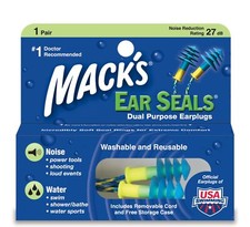 Mack's Unisex's Seals Ear Plugs (1 Pair) -Blue/Yellow
