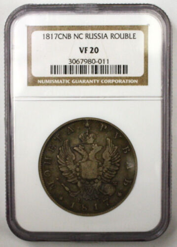 S10 - Russia 1 Rouble 1817-CNB NGC VF-20 (Very Fine) Silver Coin - Alexander I - Picture 2 of 4