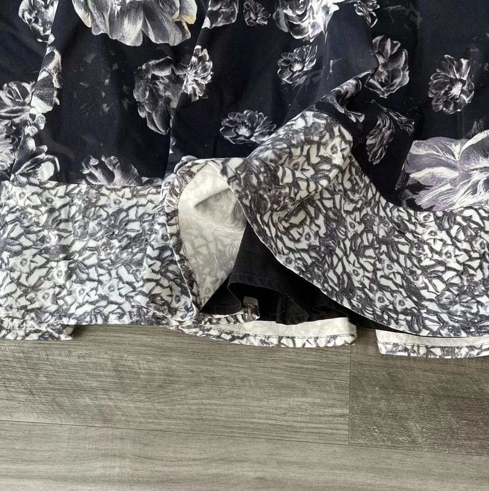 Falda circular floral negra Prabal Gurung x Target talla 4 bolsillos con cremallera forrada Foto 3 de 4