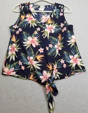 Naif Tank Top Women’s Medium M Floral Tropical Sleeveless V Neck Stretch Jersey