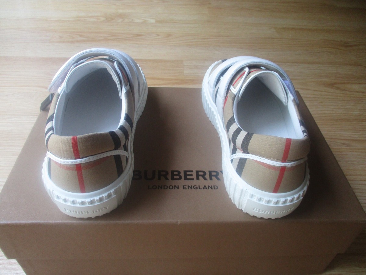 バーバリー子供靴 Burberry Kid's Mini Jack Check High-Top Sneakers, Baby