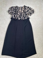 Connected Apparel Womens Size 10 Black Dress Brownsheer Top Part