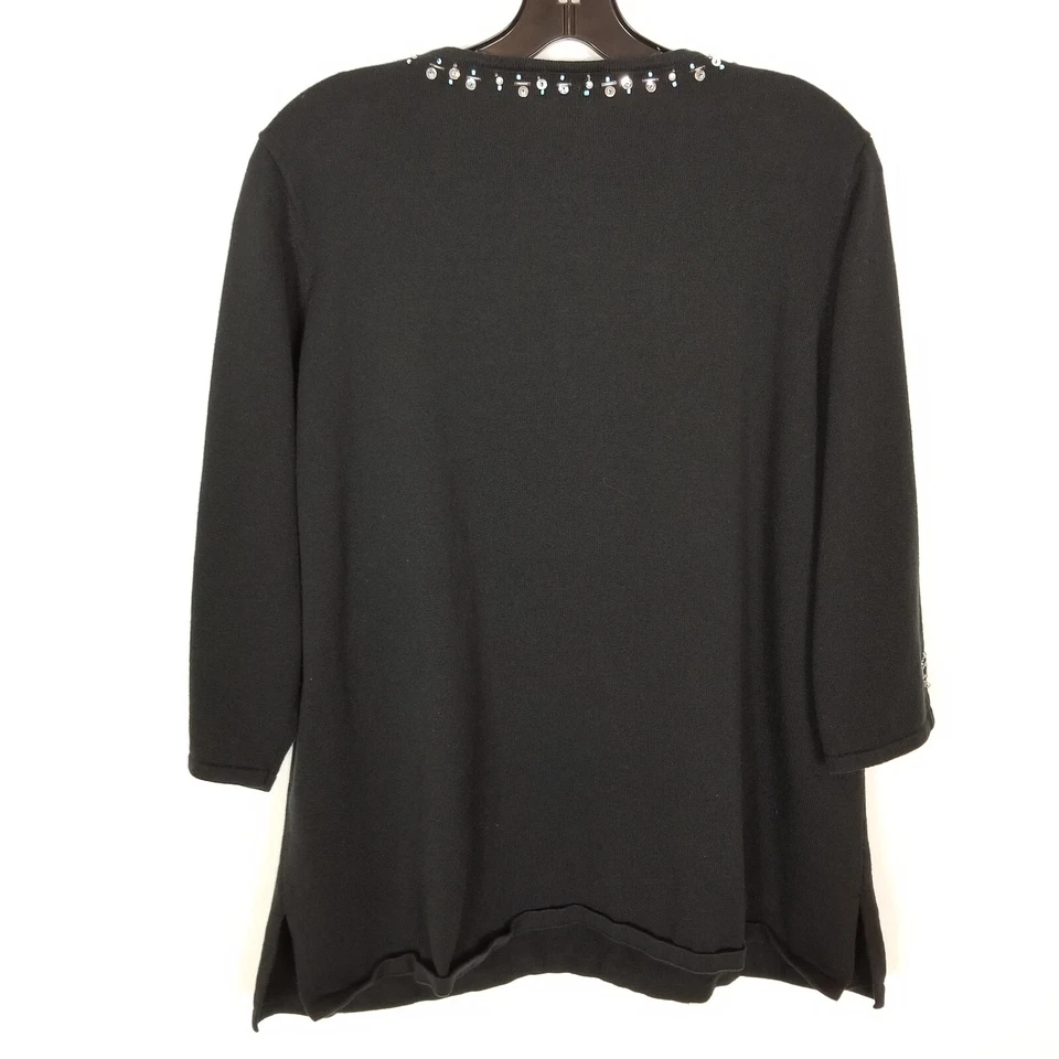 Quacker Factory Women' Plus Snowflake Beaded Pearl Tunic Sweater Sz 1X Black - Image 4 of 4