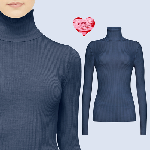 Wolford Merino Fine Rib Pullover • L • dust blue .. Ultra-weich, gerippter Look - Bild 2 von 10
