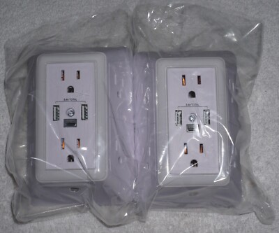 Lot Of 2 POWRUI 6 Outlet  Multi Plug Surge Protector  2 USB + 1 USB C + NL NEW
