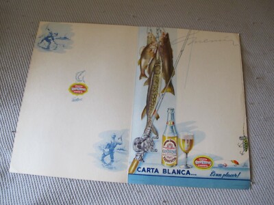 Vintage  OLD Mexican Beer CARTA BLANCA Menu 40´S  Advertising, image fish