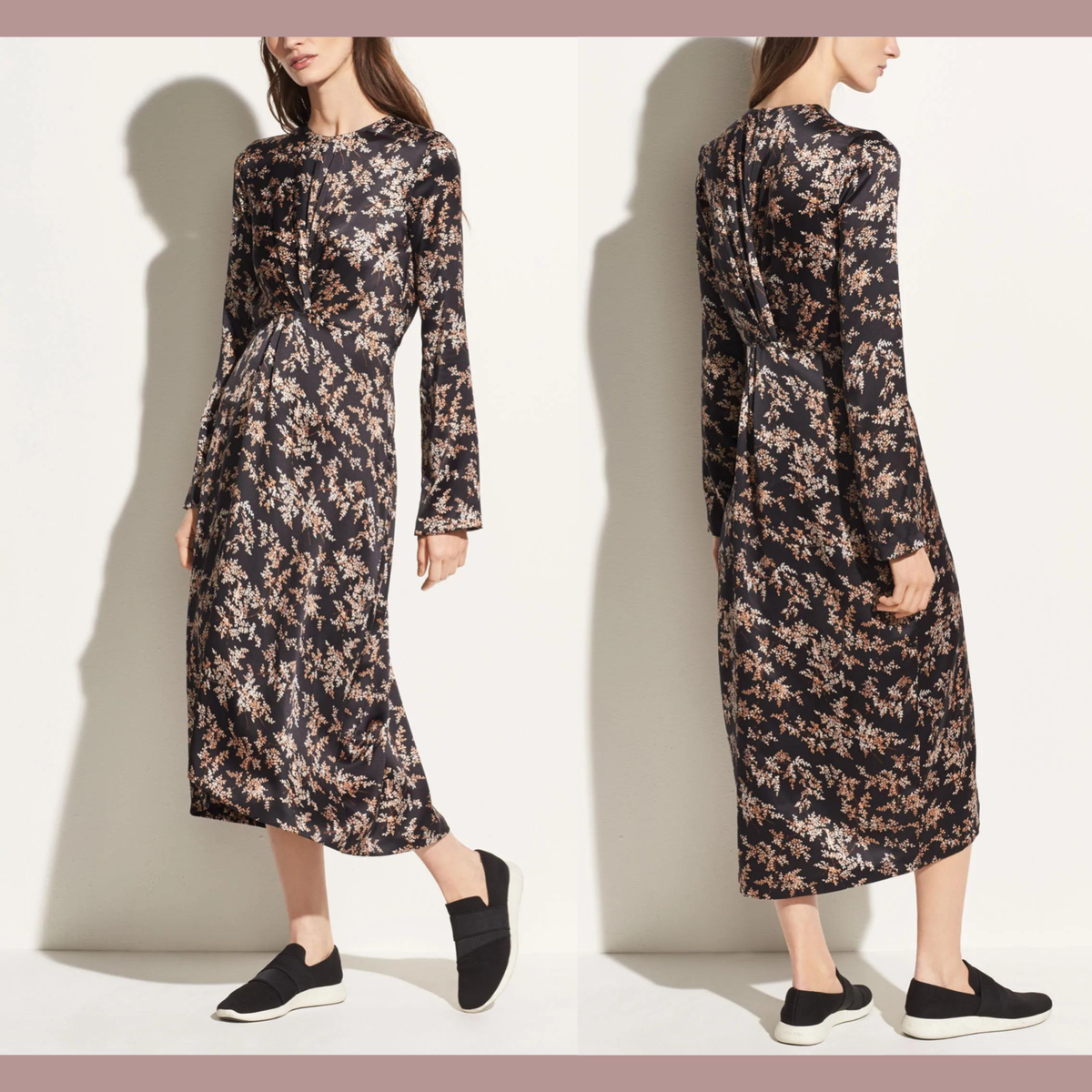 NEW $425 VINCE XS Eden Branch Twist Drape Dress in Black #Q283