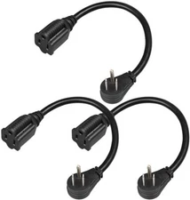 DEWENWILS 1Ft Extension Cord Low Profile Angled Flat Plug Grounded Wire SJT 14/3