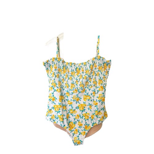 J. Crew Swimsuit Women Floral One Piece Smocked Padded White Orange Plus Sz 3X - Picture 2 of 6