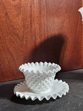 Vintage Hobnail Milk Glass, Fenton Mayo Dish Incl. Spoon