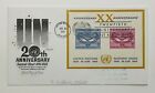 1965 Fdc United Nations 20th Anniversary Souvenir Sheet 1945-1965 Un Cover Club