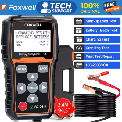 FOXWELL Car Battery Tester 12V 24V Truck Alternator Charging Cranking Analyzer