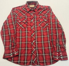 Wrangler Western Pearl Snaps Long Sleeve Button Up Men's XL Plaid Shirt 2456