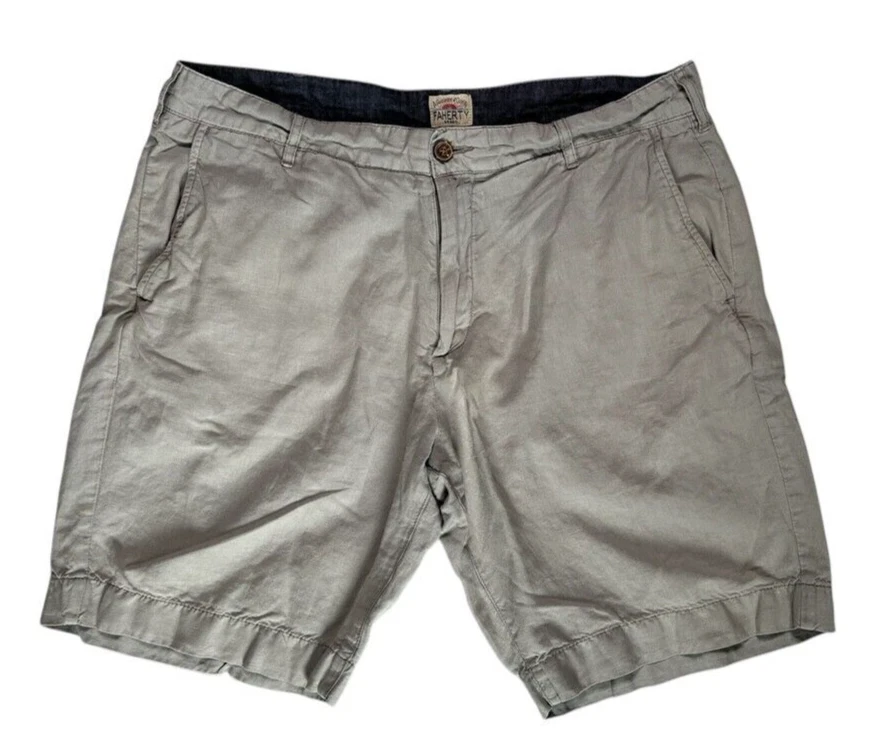 Faherty Mens All Day Linen/Cotton Blend 8” Shorts Gray Size 32