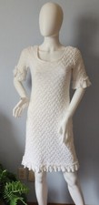 Sara Campbell 1980s Vtg Scrunch Knit Pull Over Sheath Towel Dress USA Made Sz S