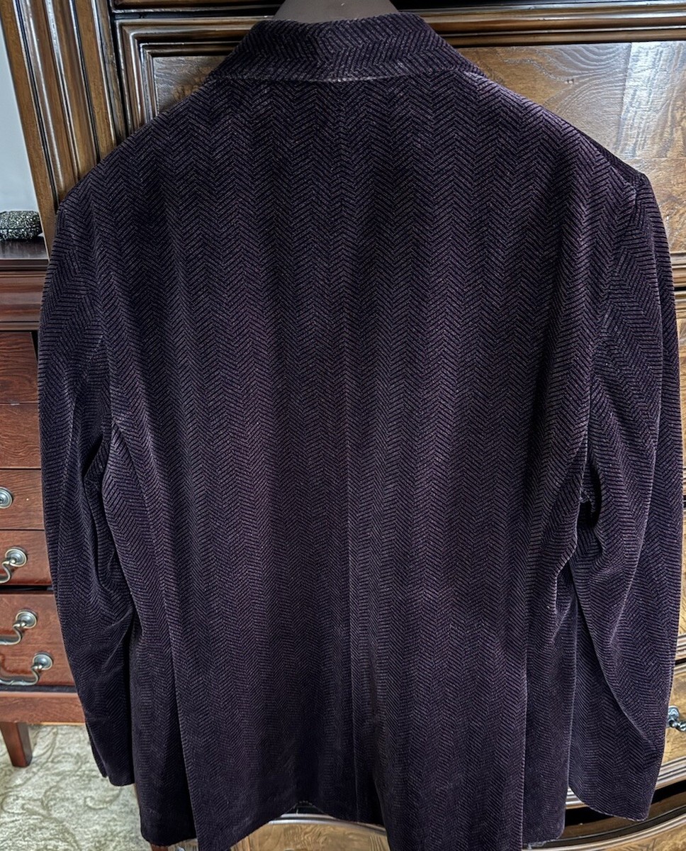 Jack Victor “HARLEY” Burgundy Shawl Collar Herringbone Size 42