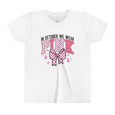 In October We Wear Pink Checkered Youth Short Sleeve Tee