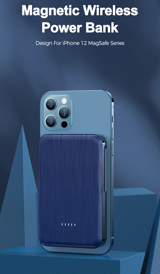 Banco/cargador de energía magnético inalámbrico (blanco) con pegatina de anillo MagSafe Foto 2 de 4