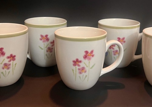 Thomson Pottery Coffee Cups Floral Thompson Set Of 5 (A17) - Picture 3 of 6