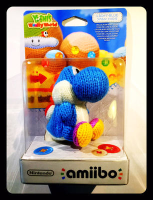 Amiibo Yoshi in Wool Blue - Light-Blue Yarn Yoshi's Woolly World Collection
