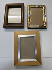 Lot Of 3 Picture Photo Frames For 3 x5 Photos 2 Wood 1 Metal