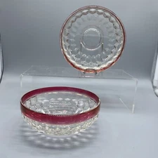 x2 VTG Whitehall Colony Ruby Flash Small Fruit/Dessert Bowl 4-5/8" Cubist (B)