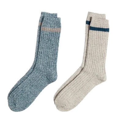 Alpine Design Men's Wool Ragg Hiker Socks 2-Pack Crew Socks, Multi, Medium