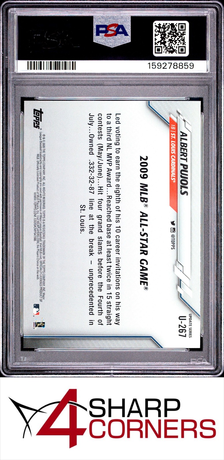 2020 TOPPS UPDATE #U267 ALBERT PUJOLS CARDINALS PSA 10 view 2