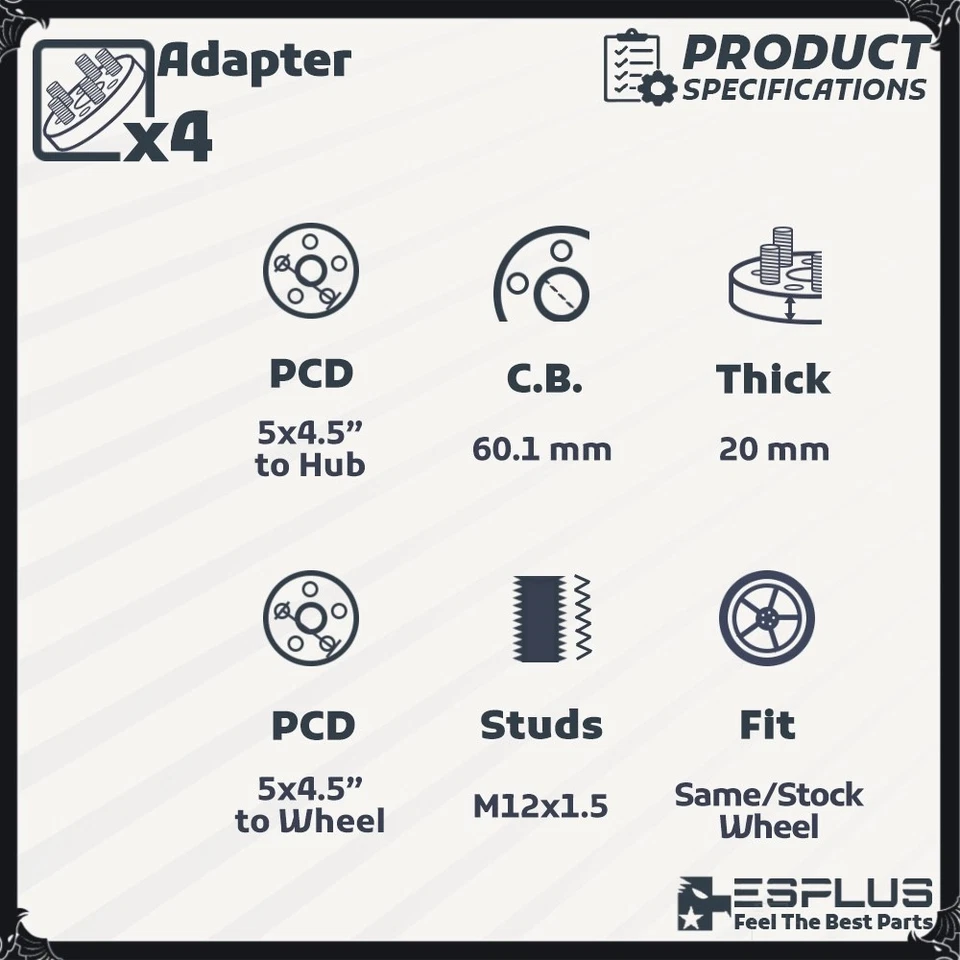 4pc 20mm HUB CENTRIC WHEEL SPACER 5X4.5” CB 60.1mm 12x1.5 FIT Toyota Lexus - Image 3 of 4