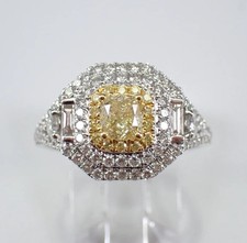 Lab-Created Citrine 3.00Ct Cushion Cut Halo Wedding Ring 14K White Gold Plated