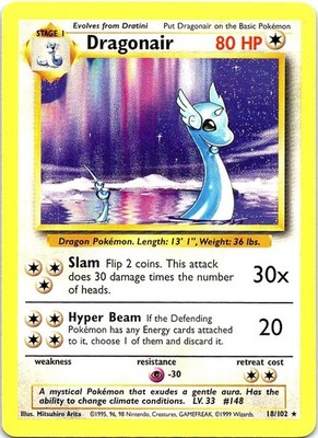 Dragonair 18/102 Rare Base Set Unlimited Pokemon Near Mint