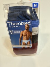 New Vintage Thorobred Jockey Men's 5 Pack Briefs Bikinis Underwear