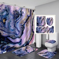 Bathroom Sets with Shower Curtain and Rugs, Shower Curtain Set, Toilet Lid Co...
