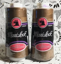 NEW 2 Brown maxi-lock 3000Yd spools 100% polyester overlock sewing thread TEX 27