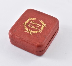 Merry Xmas Christmas Small Green Jewelry Box 1920's Gold Coin Gift a5888