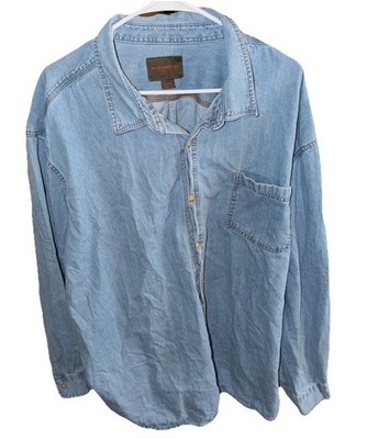 Northwest Territory, Big And Tall Men Size 4XL Light Denim Shirt 100% Cotton