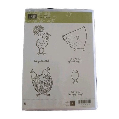 Stampin' Up HEY CHICK Stamp Set of 7 - Retired - Funny Chicken Good Egg Rooster