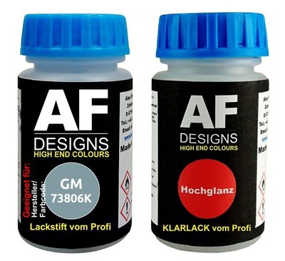 Lackstift für GeneralMotors 73806K Silver Steel Gray Metallic + Klarlack je 50ml