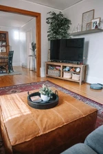 Ottoman Footstool Pouffe Genuine Unstuffed Boho Brown New 30'' Square Vintage