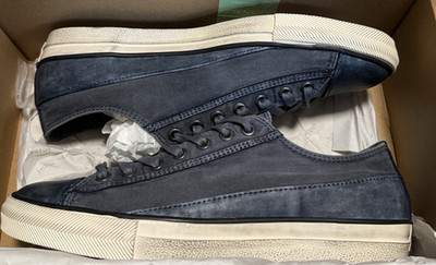 John Varvatos Classic Laceless Low Navy Lace-Up Polyester Sneaker US 10.5