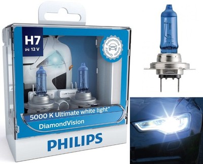 Philips Diamond White 5000K H7 55W Two Bulbs Head Light Low Beam Replacement Fit