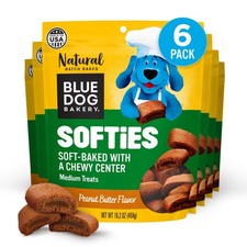 Blue Dog Bakery Natural Dog Treat Softies Peanut Butter Flavor 16.2oz Bag 6 Bags