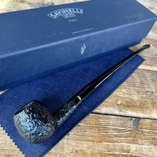 Savinelli Churchwarden Black Rusticated (202) Tobacco Pipe - New