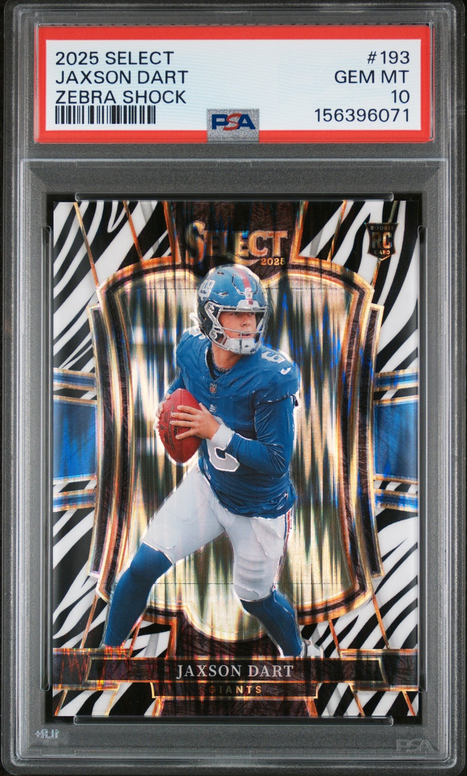 2025 PANINI SELECT ZEBRA SHOCK #193 JAXSON DART PSA 10