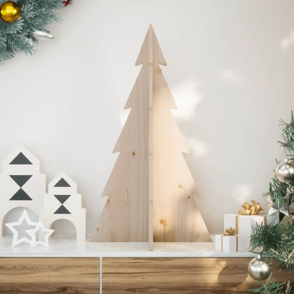 Set 5 Alberi Di Natale In Miniatura Con Base In Legno – Decorazioni Da Tavolo Per Festività E Villaggi Natalizi - 4