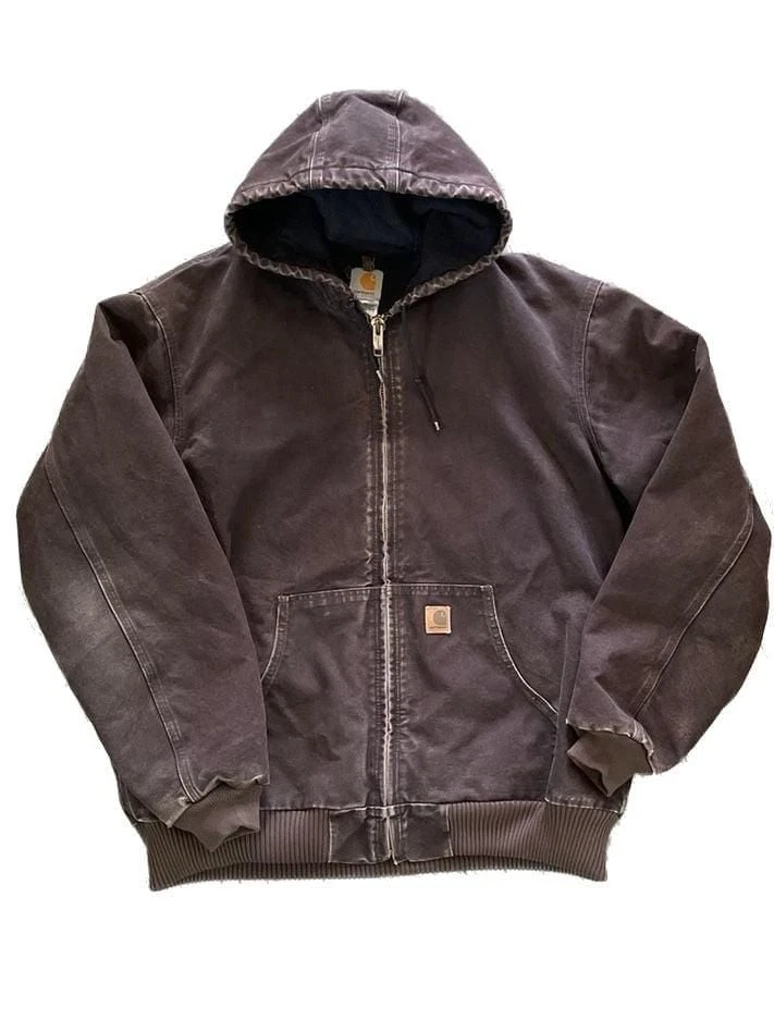 Vintage Carhartt J130 DKB Sandstone Active Jacket Thermal Lined Dark Brown
