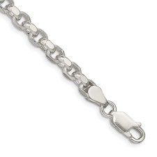 Sterling Silver 4mm Diamond-cut Rolo Chain Necklace