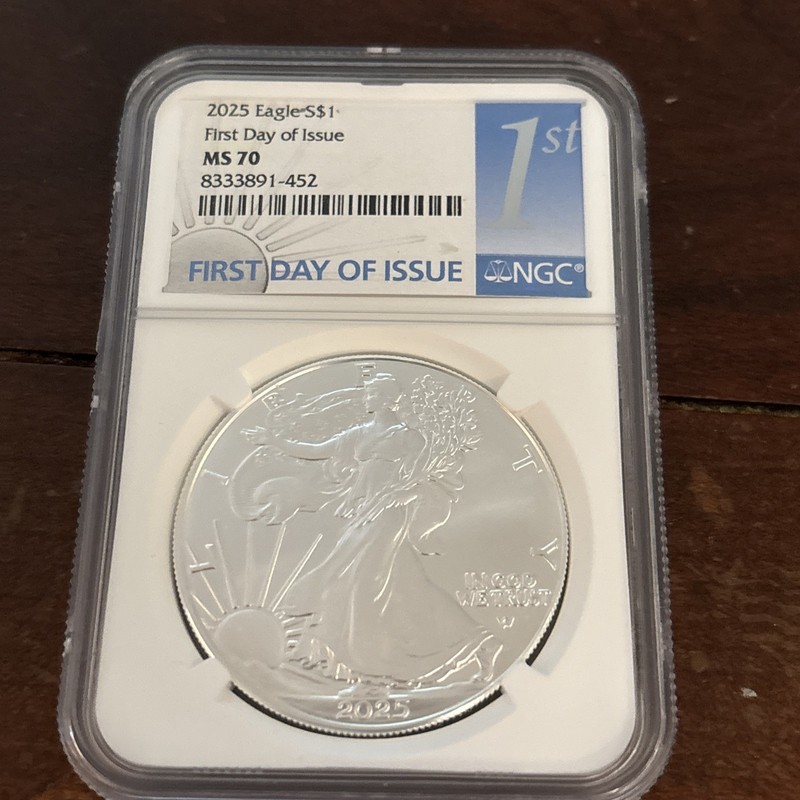 2025 AMERICAN SILVER EAGLE $1 NGC MS70 1ST DAY OF ISSUE FDOI
